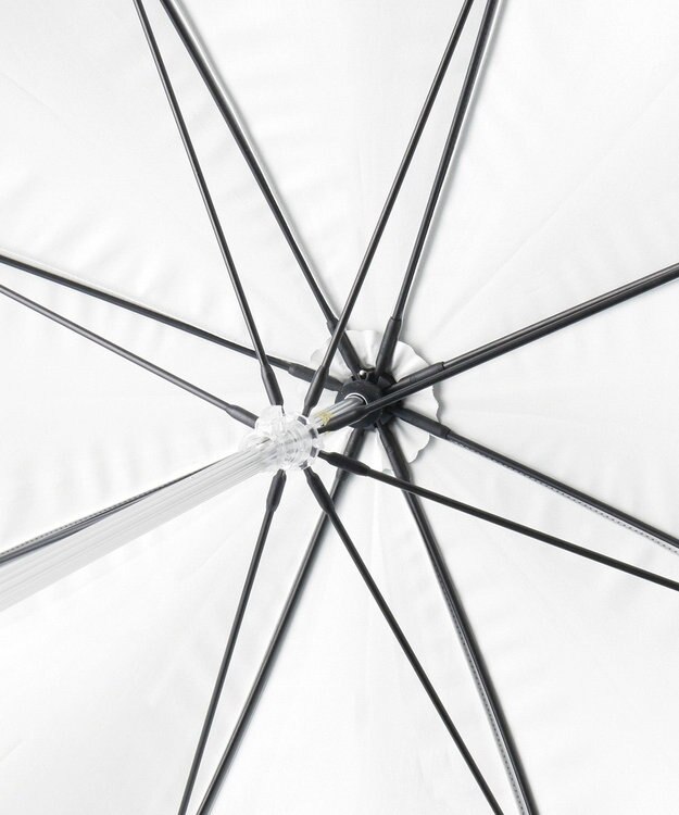 MOONBAT ランバン オン ブルー 晴雨兼用日傘 長傘 切り継ぎビジューリボン 遮光 遮熱 UV オフホワイト