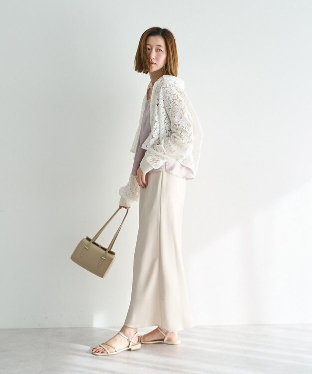 YECCA VECCA サテンフレアスカート Ivory