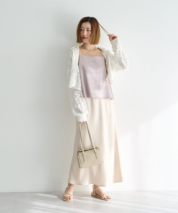 YECCA VECCA サテンフレアスカート Ivory