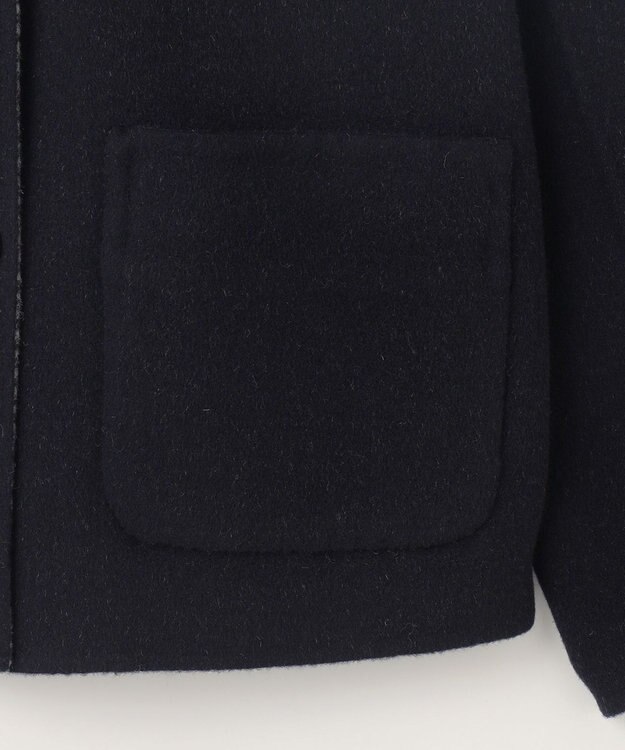 J.PRESS LADIES 【リバーシブル】ウールナイロンリバーチェック スタンドカラー コート ネイビー×チェック系