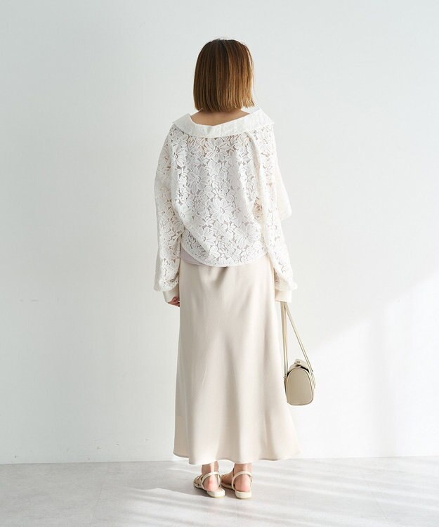 YECCA VECCA サテンフレアスカート Ivory