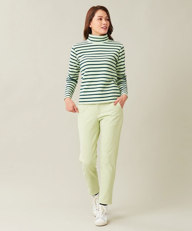 23区GOLF 冬の暖かボトム【WOMEN】ボンディング テーパードパンツ ライトグリーン系