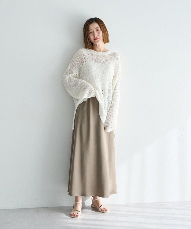 YECCA VECCA サテンフレアスカート Beige