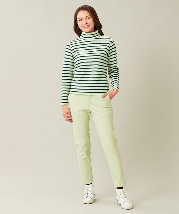 23区GOLF 冬の暖かボトム【WOMEN】ボンディング テーパードパンツ ライトグリーン系