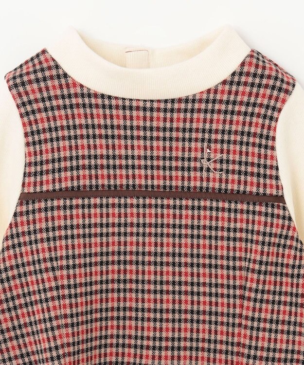 組曲 KIDS 【110-140㎝】チェックジャガード ワンピース ブラウン系3