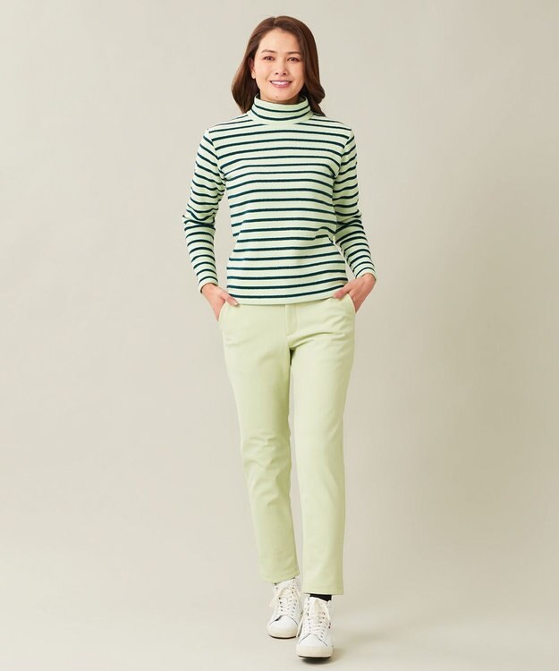 23区GOLF 冬の暖かボトム【WOMEN】ボンディング テーパードパンツ ライトグリーン系