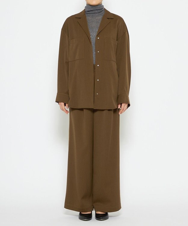 uncrave 【UNISEXあり】ギャバジン シャツ（uncrave WHITE） ブラウンカーキ