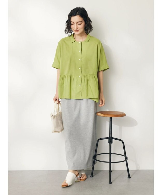 CRAFT STANDARD BOUTIQUE ペプラムブラウス Lime Green