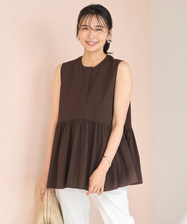UNFILO BREEZEMOVE ペプラムブラウス ブラウン