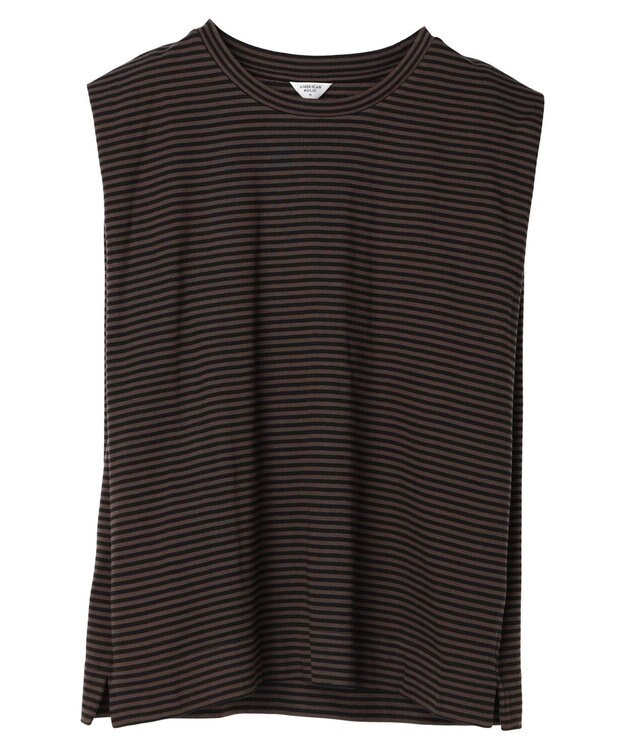 AMERICAN HOLIC ショルダータックノースリーブプルオーバー Border Black