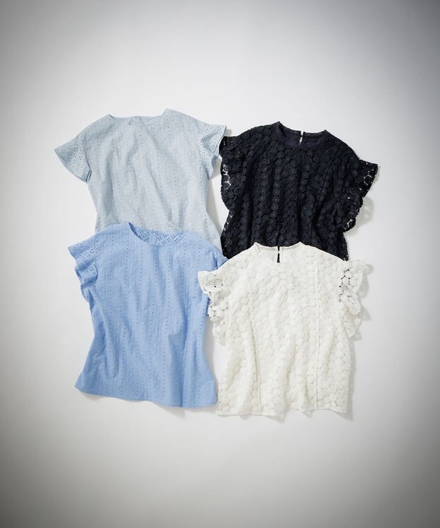 組曲 L 【洗える】フラワーレース ブラウス アイボリー系