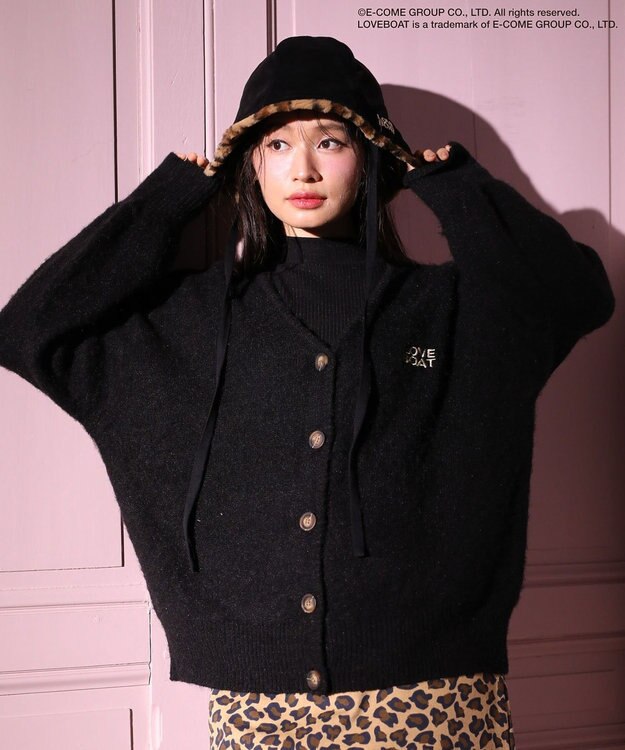 □LOVE BOAT ロゴ刺繍ニットカーディガン / Green Parks