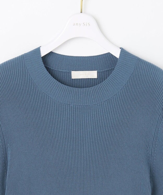 ANY SIS 【洗える】シアーディテール ニット ブルー