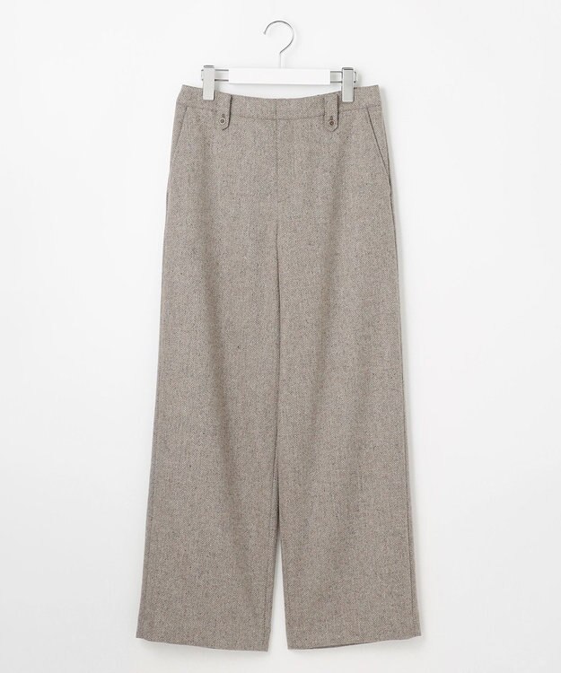 J.PRESS LADIES ネップヘリンボーンワイドパンツ モカ系