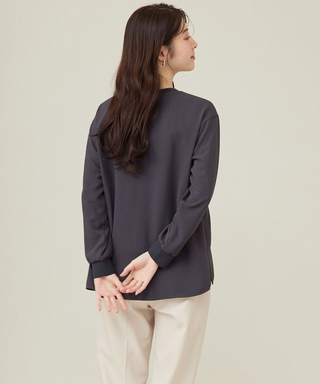 ANY SIS 【洗える】ジョーゼットロゴＴ ブラウス スレート