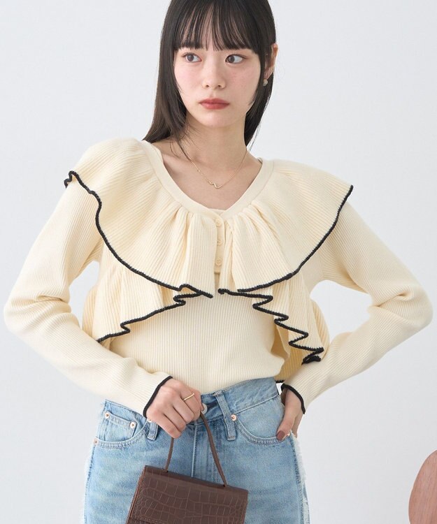 earth music&ecology 【SET ITEM】ラッフルニットボレロアンサンブル Ivory