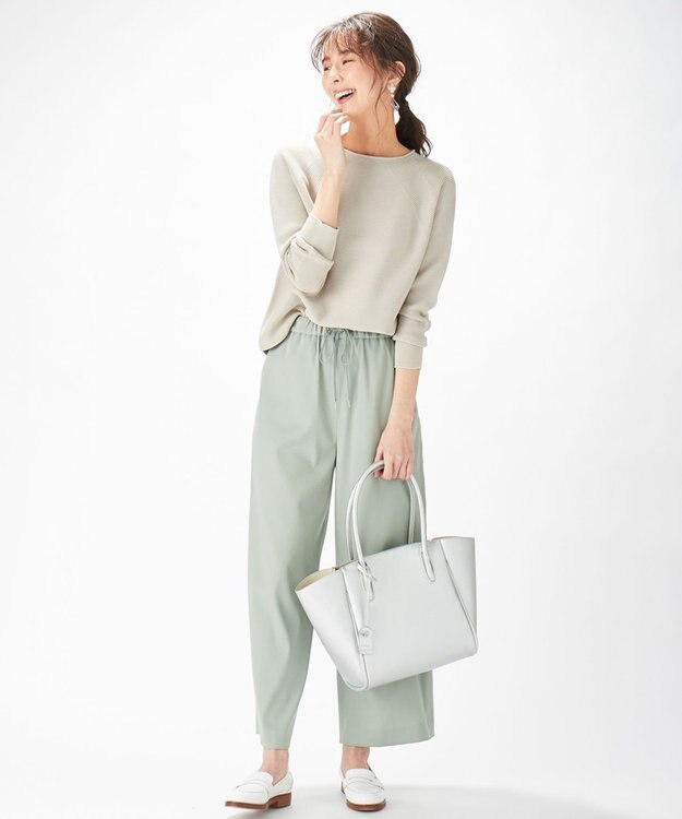 J.PRESS LADIES 【洗える】T／Rアルデンテツイル パンツ スモーキーグリーン系