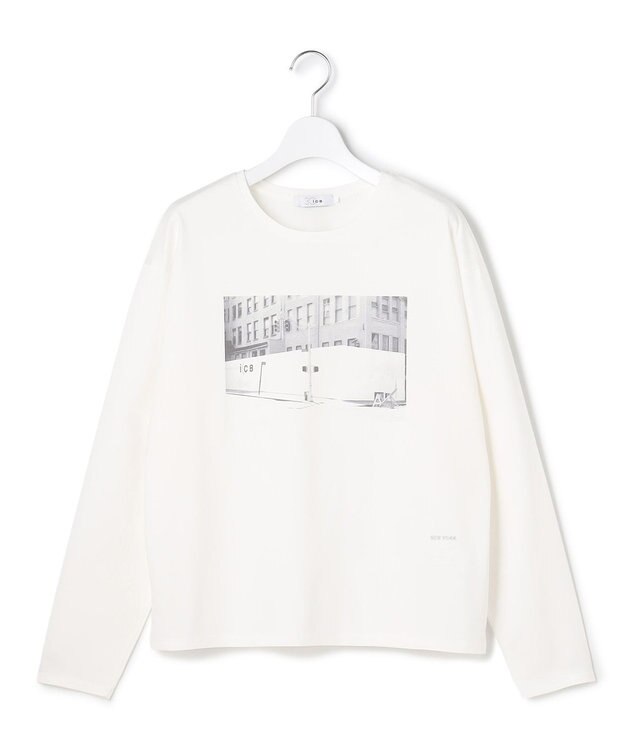 ICB 【30th ANNIVERSARY】New Yorkフォトプリント ロングスリーブTシャツ オフホワイト系