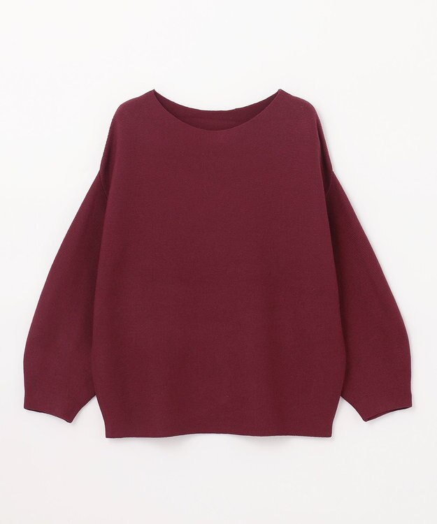 ANY 【洗濯機可】パフスリーブガーターニット ボルドー