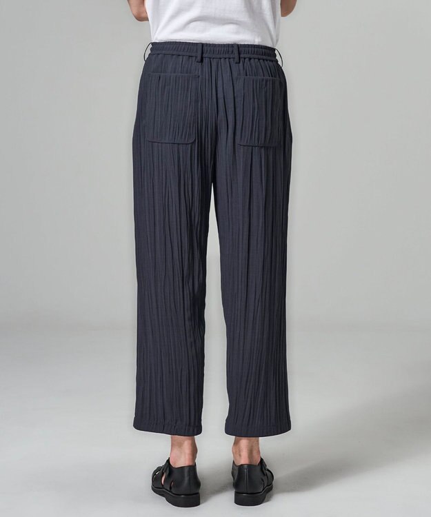 JOSEPH HOMME 【HIGH GRADE LINE】フォグプリーツストレッチ　ドロスト付ワイドストレートパンツ / HARRY CONVERTIBLE ネイビー系