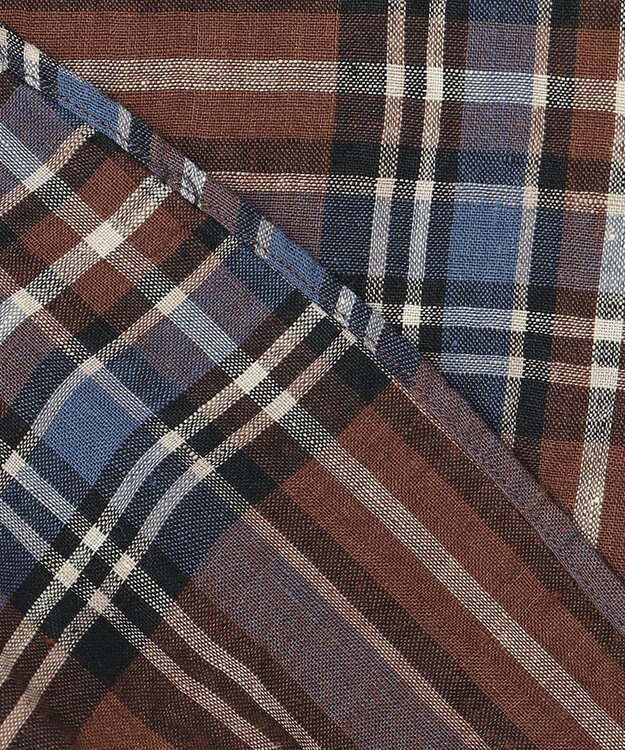 J.PRESS MEN フレンチリネンビッグチェックシャツ ブラウン系3