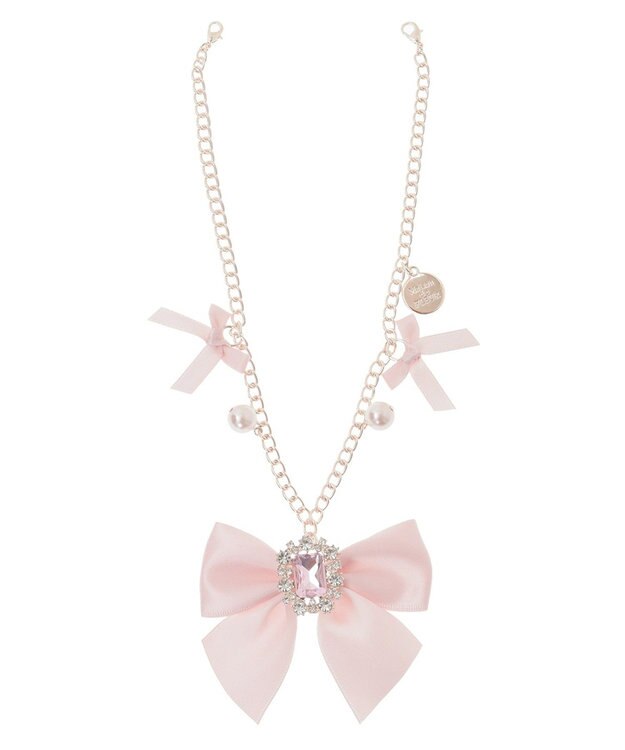 Maison de FLEUR ピンクマニアビジューリボンパールバッグチャーム Pink