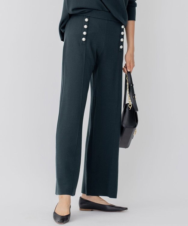 23区 【CLASSY.1月号掲載】ウールブレンド ニット パンツ ダークグリーン系