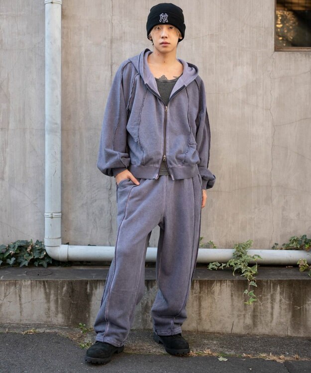 WEGO 【ユニセックス着用ITEM/ウエストゴム】スウィッチングスウェットパンツ ネイビー