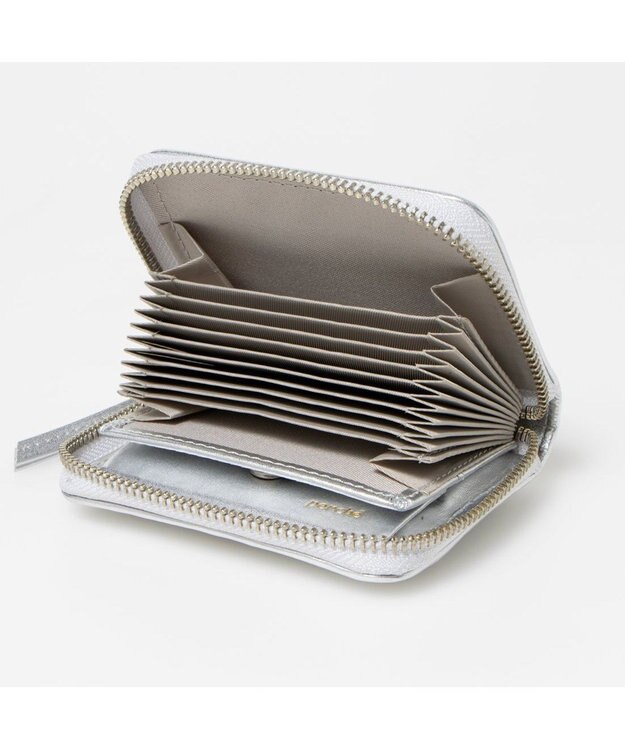 UNBILLION ペルケ perche / レザーメッシュ・ジャバラカードウォレット シルバー