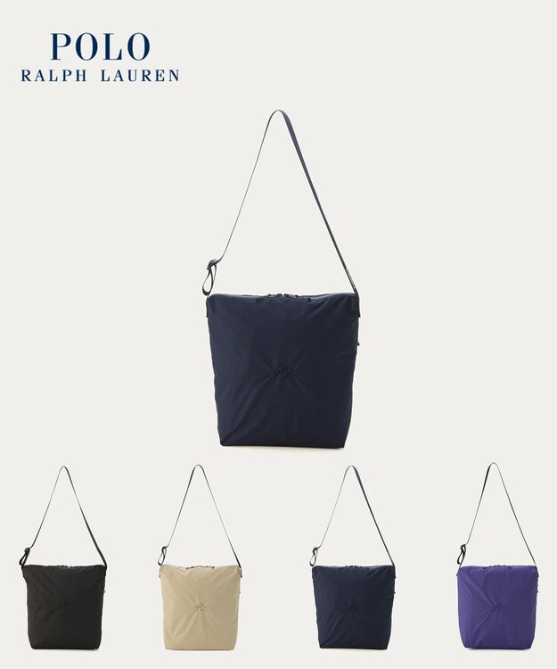 MOONBAT POLO RALPH LAUREN(ポロ ラルフローレン) PRL刺繍 ショルダー レインバッグ  無地 ディープブルー