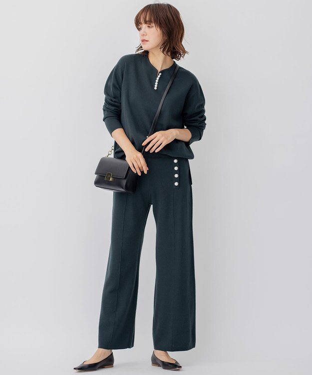 23区 【CLASSY.1月号掲載】ウールブレンド ニット パンツ ダークグリーン系