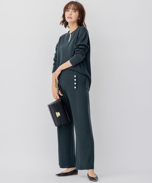 23区 【CLASSY.1月号掲載】ウールブレンド ニット パンツ ダークグリーン系