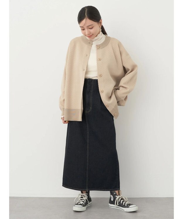 earth music&ecology コットンシアータートルネックプルオーバー Ivory