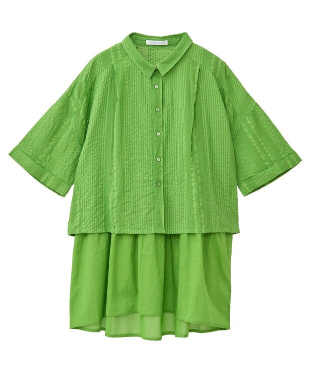 Green Parks Ｉ　ＳＥＴ２点　ギャザーシャツ＋布帛インナー Green