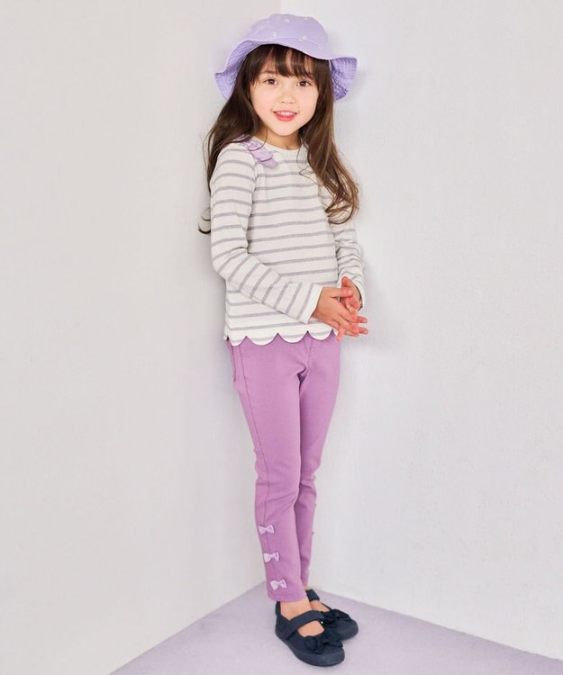 ANY KIDS 裾リボンストレート パンツ ラベンダー