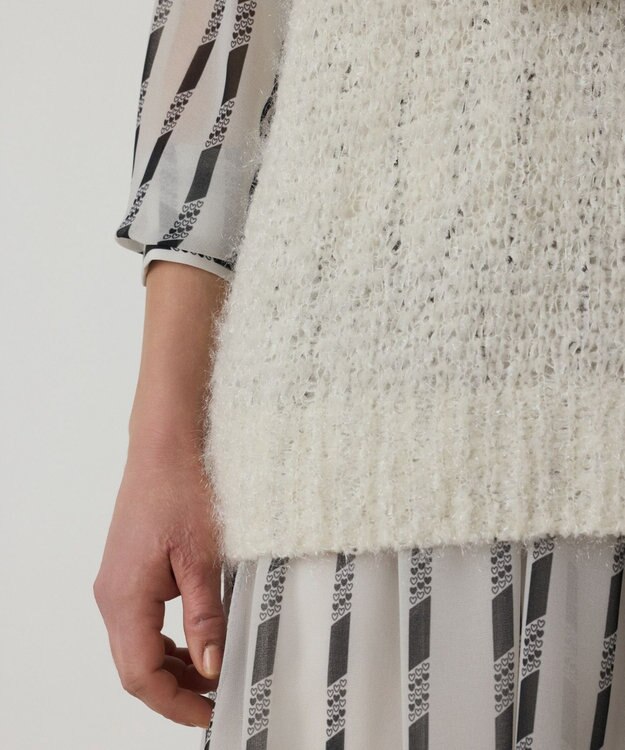 GRACE CONTINENTAL フィルムヤーンニットベスト ホワイト