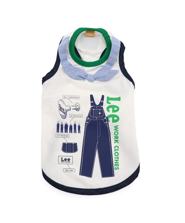 PET PARADISE Lee 接触冷感 タンクトップ《ワーク柄》 小型犬 ホワイト×ネイビー