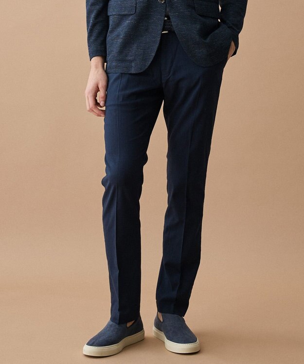 JOSEPH ABBOUD 【ウエストも伸びる!/清涼/ストレッチ】スラブストレッチ パンツ ネイビー系