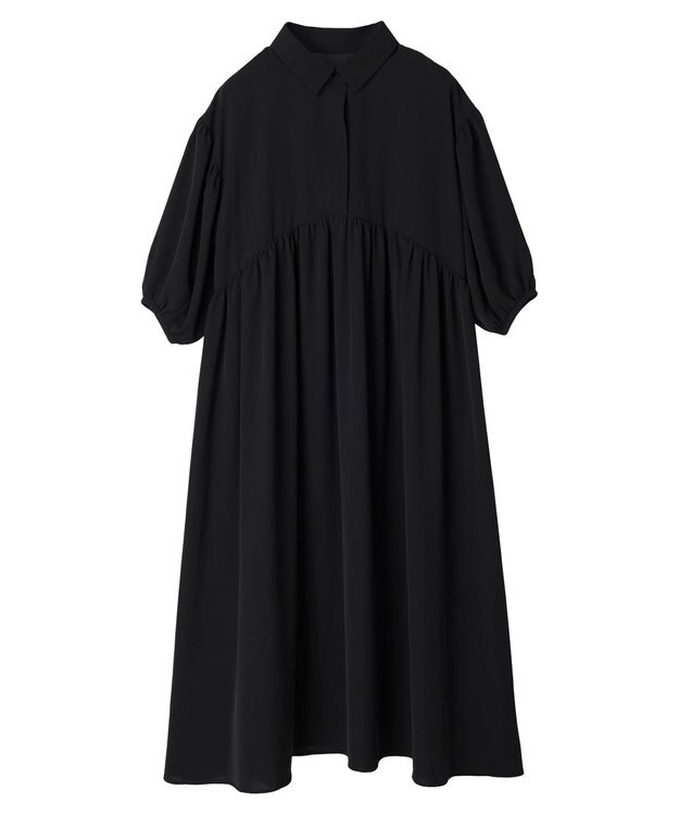 Green Parks ａ．衿付き切り替えワンピース Black
