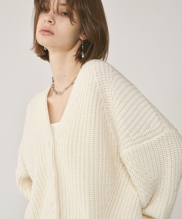 GRACE CONTINENTAL 畦ルーズニットカーディガン ホワイト