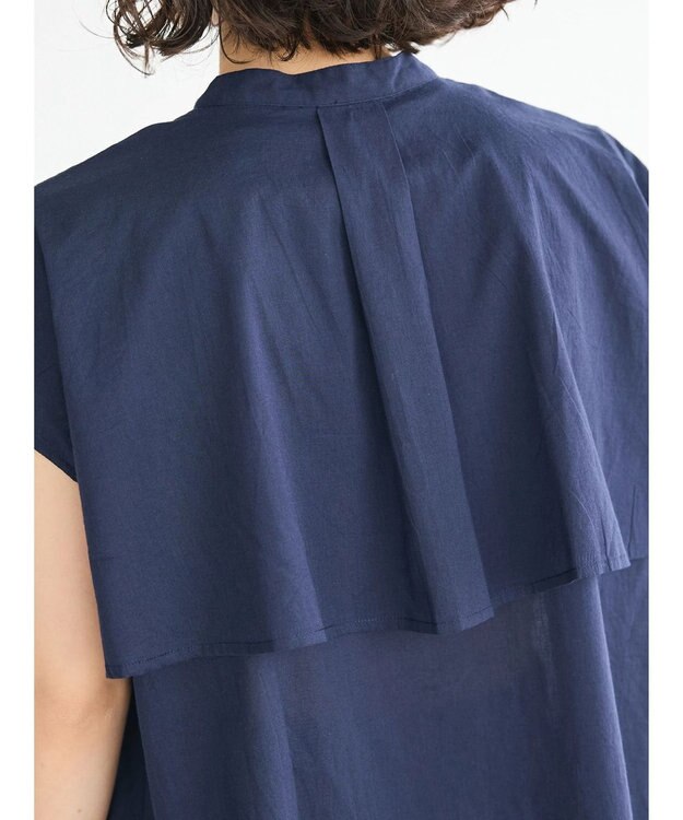 CRAFT STANDARD BOUTIQUE インド綿フリルブラウス Navy