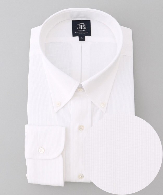J.PRESS MEN 【KING SIZE】【PREMIUM PLEATS / 形態安定】スーピマコットンマイクロストライプ シャツ/B.D. ホワイト系1