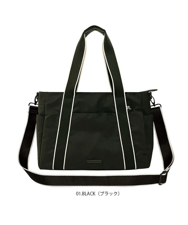 ROOTOTE 1478【撥水・A4サイズ収納】LT.アーキャトル.7ポケッツ-テープ-A 01：ブラック