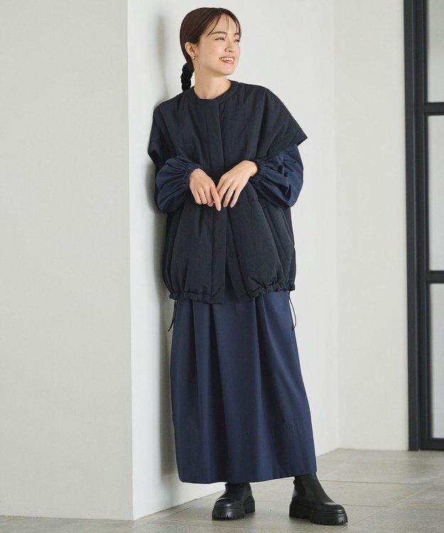 #Newans 【撥水/洗える】ビックスクエア中綿ベスト ブラック