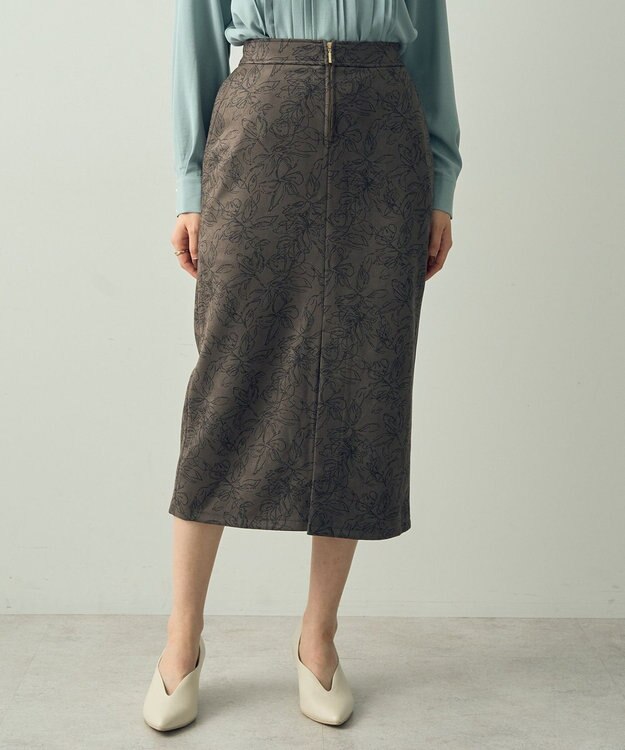 YECCA VECCA フラワー柄フェイクスエードスカート