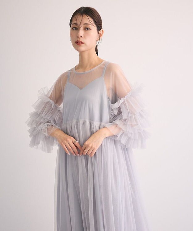 Green Parks ・Ｒａｉｌｍｅ　チュールワンピース（インナーＯＰ付） Light Gray