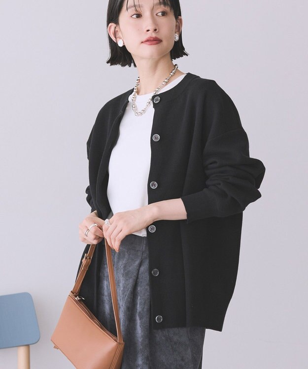 AMERICAN HOLIC コットンブレンドスポンディッシュカーディガン Black