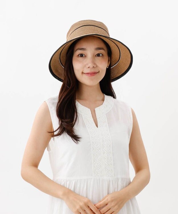 AURORA 【 Beaurance （ビューランス）】ペーパーブレードｘホースヘアリボン付カサブランカハット ベージュ