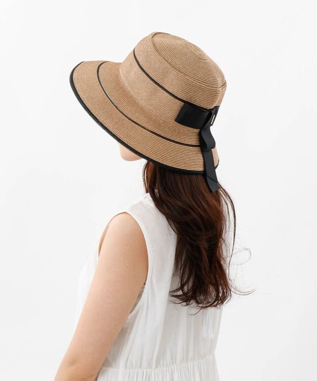 AURORA 【 Beaurance （ビューランス）】ペーパーブレードｘホースヘアリボン付カサブランカハット ベージュ