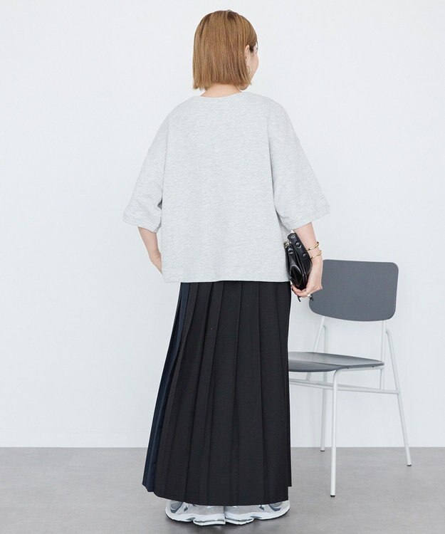 AMERICAN HOLIC 【選べる丈】ブロッキングプリーツスカート Black